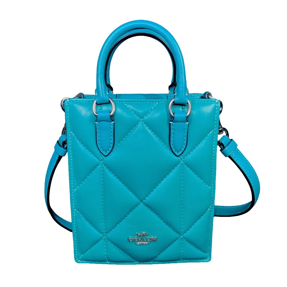 Coach Mini North South Tote Crossbody with Puffy Diamond Quilting in Teal CJ580